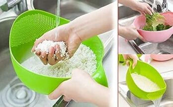 Multi-Purpose Strainer or Washer Bowl for Rice Fruits & Vegetable (Green)
