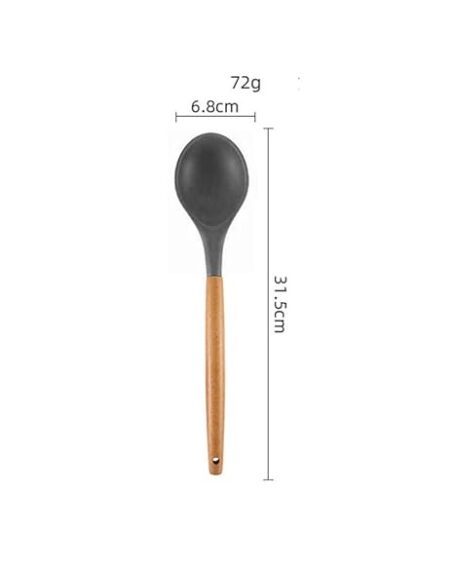 Multi-Purpose Premium Silicone Spoon With Wood Handle (12inch) - Image 3