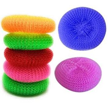 Nylon Scrubber (Katha) Round -(Set of 6) Multicolor