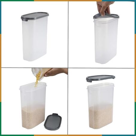 KOLORR Modular Plastic Containers Dry Food Organizer | Air Tight Grocery Jar/Container | Transparent Grey (Pack Of 1Pcs) - Image 4