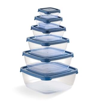 SKi Homeware Jade Square Storage Container Set for kitchen | refrigerator | freezer- unbreakable (Pack Of 6Ps)