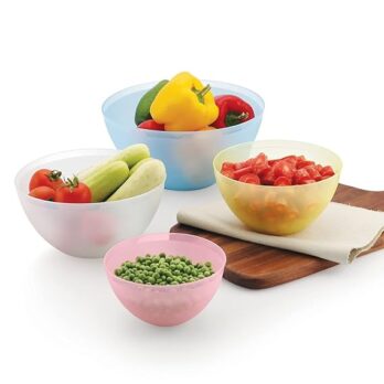 Enrich Plastic Microwave Safe Plastic Frosty Mixing Bowl Multi Color (Pack Of 1Pcs)