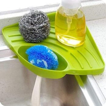 Kitchen Sink Corner Tool With Tray Storage Organizer Rack For Soap Dish Wash Basin (Green Only)