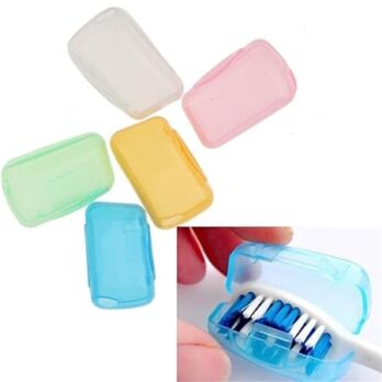 Antibacterial Plastic Toothbrush Top Head Protector Clip On Caps Multicolor (Pack Of 5Ps)