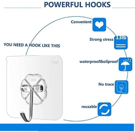 Transparent Wall Hook Heavy Duty (Pkt of 6ps) - Image 4