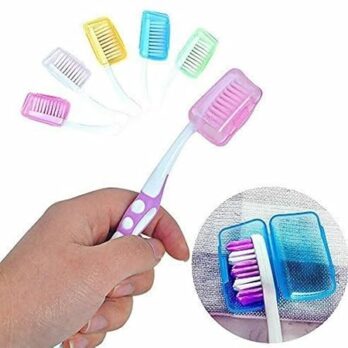 Antibacterial Plastic Toothbrush Top Head Protector Clip On Caps Multicolor (Pack Of 5Ps)