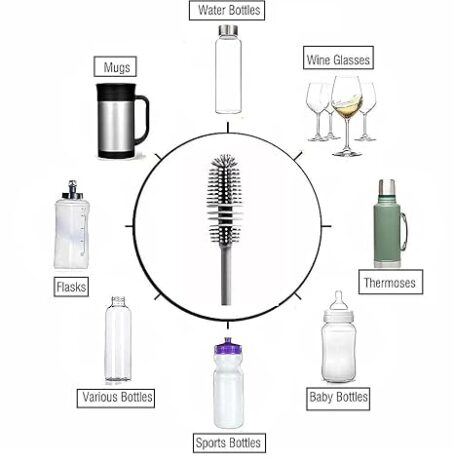 Silicone Cleaning Brush Long Handle, Water Bottle, Containers, Vase and Glass, Bottle Cleaner for Kitchen Accessories - Image 3
