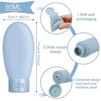 Silicon Travel Bottles Leak Proof, Refillable & Squeezable (Pack Of 3pcs) Multicolor In Pkt