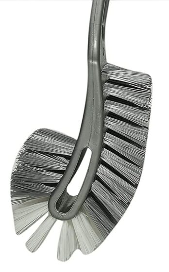 Plastic Double Sided Flexible Toilet Brush In Hockey Design For Western And Indian Toilet Cleaning, Grey Colour, (Pack of 1Ps)