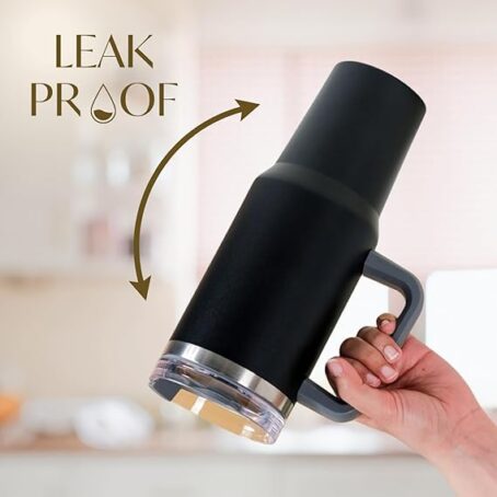 Steel 1.2 litre Tumbler with Handle Straw & Lid | Insulated Reusable Stainless Steel Bottle (Pack Of 1Pcs) - Image 6