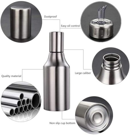 Stainless Steel Leakproof Oil Dispenser 1000Ml  for Kitchen, Stainless Steel Oil Container with Lid (Pack Of 1Pcs) - Image 4