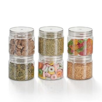 STEELO Storida Plastic Air Tight Jar Container Set Fridge safe US FDA Approved PET Food Grade Heavy Duty Material, BPA Free (Pack Of 3Pcs) Transparent