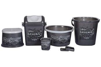 Nayasa Plastic Funk Bathroom Set 6 Piece (Grey)