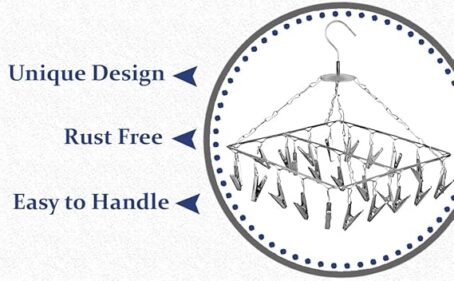Stainless Steel Cloth Drying Hanger With 25 Clips - Square - Image 2