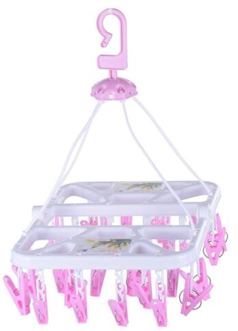 RP Plastic Cloth Drying Hanger with 28 Clips (Pack Of 1Ps)