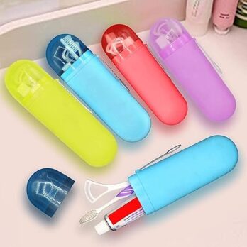 Plastic Toothbrush & Paste Holder Case Multicolor (Pack of 1Ps)