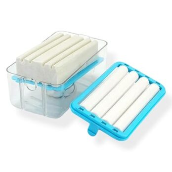Plastic 2-In-1 Portable Laundry Rolling Soap Box Dispenser With Rubber Roller Foaming Soap Saver
