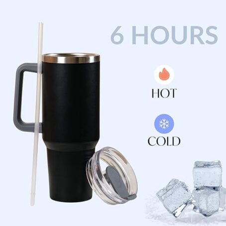 Steel 1.2 litre Tumbler with Handle Straw & Lid | Insulated Reusable Stainless Steel Bottle (Pack Of 1Pcs) - Image 4