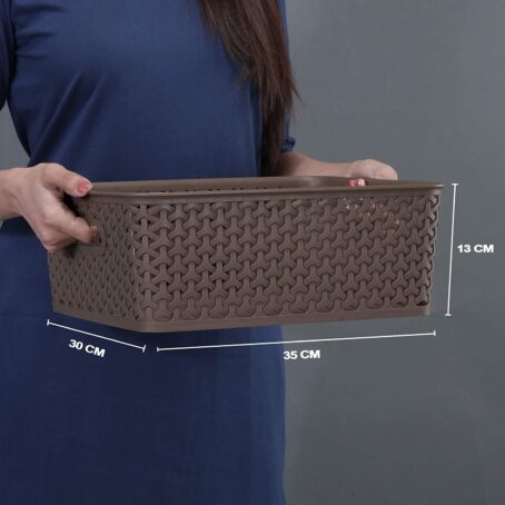 KOLORR Royal Baskets Multipurpose Plastic Storage Rectangular Shape Baskets Without Lid For Wardrobe/Home/Kitchen (Pack Of 1Pcs) - Image 4
