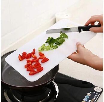NATIONAL Premium 8mm Thick/Long Lasting BPA Free Kitchen Chopping Boards Cutting Board Plastic with Handle for Regular UseWhite (Pack Of 1Pcs)