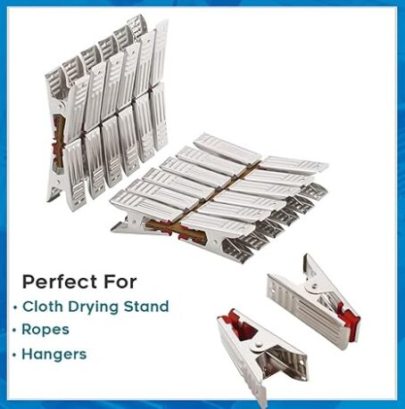 KAIRA INTERNATIONAL Stainless Steel Cloth Clips for Drying Clothes (Pkt of 12Ps) - Image 4