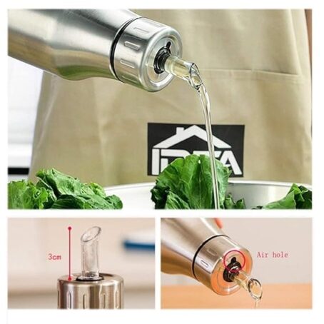 Stainless Steel Leakproof Oil Dispenser 1000Ml  for Kitchen, Stainless Steel Oil Container with Lid (Pack Of 1Pcs) - Image 3