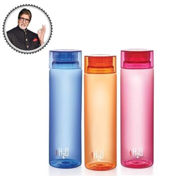 CELLO H2O Round Plastic Water Bottle 1000Ml (Pack Of 1Pcs) Multicolor