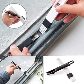 2 in 1 Small Portable Handy Corner Edges Slots Windows Frames Keyboard Awkward AC Vents dust deep Cleaning Brush with Mini Dustpan to Removal, Made of Plastic (1 piece)