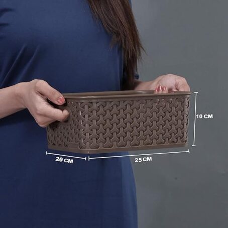 KOLORR Royal Baskets Multipurpose Plastic Storage Rectangular Shape Baskets Without Lid For Wardrobe/Home/Kitchen (Pack Of 1Pcs) - Image 5