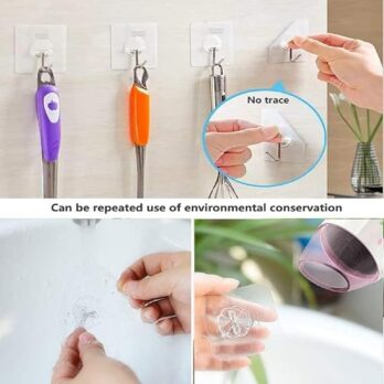 Transparent Wall Hook Heavy Duty (Pkt of 6ps)