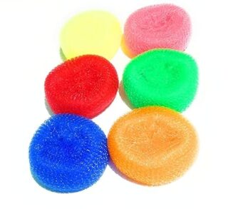 Nylon Scrubber (Katha) Round -(Set of 6) Multicolor