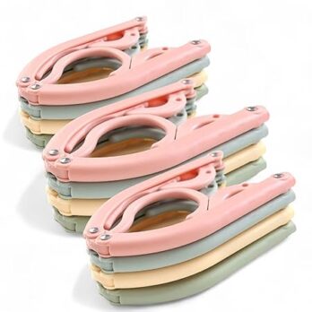 Plastic Portable Folding Clothes Hangers (Multicolor)