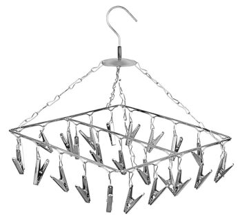 Stainless Steel Cloth Drying Hanger With 25 Clips – Square