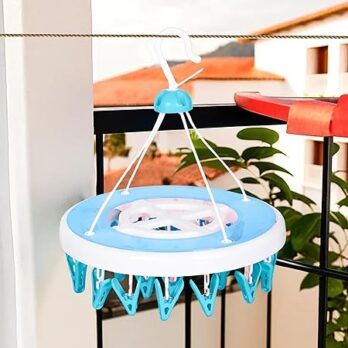 RAJ PLASTIC Pushpa Cloth Clip Hanger With 24 Clips For drying cloths – Round