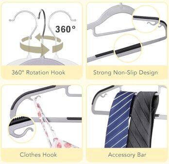 Plastic Heavy Duty Clothes Hanger With Rubber grip (Pack of 10ps)
