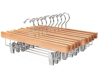 Wooden Rod Clip (Non Slip Grip) Hanger (Pack of 6ps & 12ps)