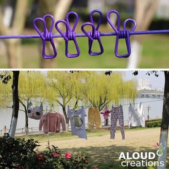 Elastic Hanging Rope for Cloth Drying with 12 Clips