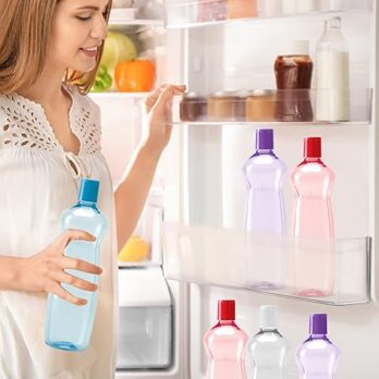MILTON Pacific Pack of 6 Water Bottles, 1 Litre Each, Reusable Plastic Fridge Bottle Set, BPA Free and Leak Proof Bottles (Pack of 6ps)