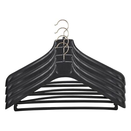 Unique Design Plastic Coat Hanger Black with Locking Bar for Clothes Wardrobe, Coat, Sarees, Pants,Clothes Locking Bar Hanger