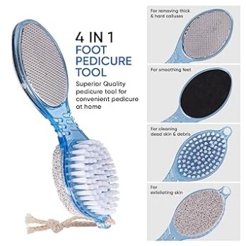 VEGA 4 In 1 Foot Pedicure Brush, Pumice Stone, Scrubber & File For Soft Care (Pack Of 1Pcs)
