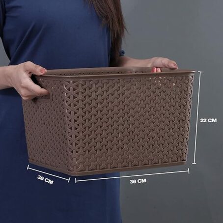 KOLORR Royal Baskets Multipurpose Plastic Storage Rectangular Shape Baskets Without Lid For Wardrobe/Home/Kitchen (Pack Of 1Pcs) - Image 6