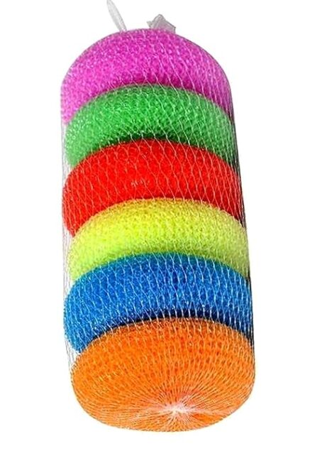 Nylon Scrubber (Katha) Round -(Set of 6) Multicolor - Image 3