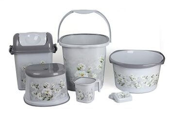 Nayasa Plastic Marble Bathroom Set 6 Piece (Grey)