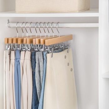 Wooden Rod Clip (Non Slip Grip) Hanger (Pack of 6ps & 12ps)