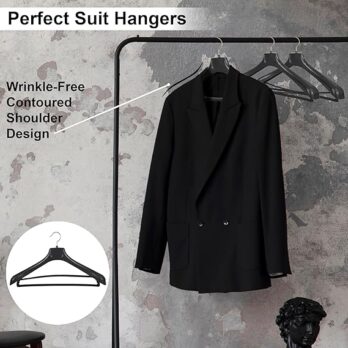 Unique Design Plastic Coat Hanger Black with Locking Bar for Clothes Wardrobe, Coat, Sarees, Pants,Clothes Locking Bar Hanger