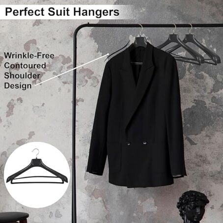 Unique Design Plastic Coat Hanger Black with Locking Bar for Clothes Wardrobe, Coat, Sarees, Pants,Clothes Locking Bar Hanger - Image 2