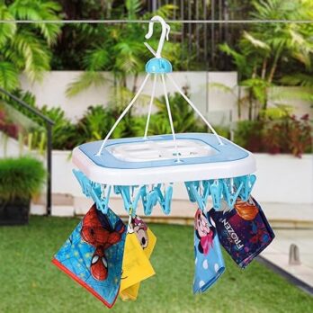 RAJ PLASTIC  Pushpa Cloth Clip Hanger With 36 Clips For drying cloths – Square
