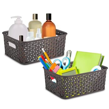 KOLORR Royal Baskets Multipurpose Plastic Storage Rectangular Shape Baskets Without Lid For Wardrobe/Home/Kitchen (Pack Of 1Pcs)
