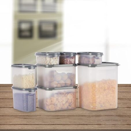 KOLORR Modular Plastic Containers Dry Food Organizer | Air Tight Grocery Jar/Container | Transparent Grey (Pack Of 1Pcs) - Image 3