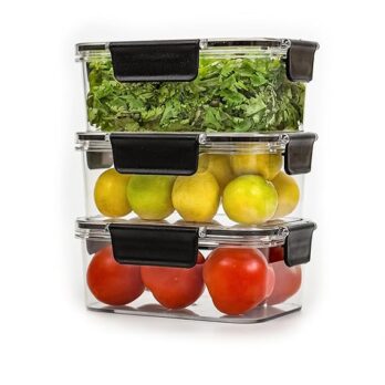 Plastic Feel Fresh Air Tight Refrigerator Storage Containers And Kitchen Storage Box (Pack Of 1Pcs) Black